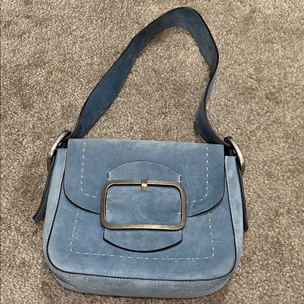 Tory Burch Blue Shoulder Bag with Silver Accents